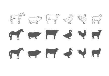 432x300 Hand Drawn Farm Animals Vectors Free Download
