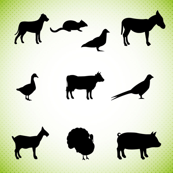 600x600 Silhouettes Of Farm Animals Icons Vector Illustration Free Vector