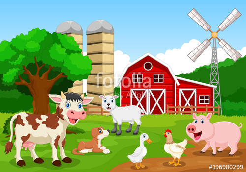 500x351 Farm Background With Animals Stock Image And Royalty Free Vector