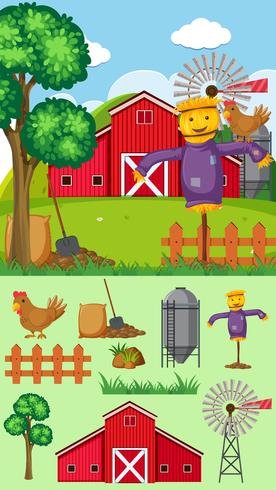 276x490 Farm Background With Scarecrow And Barn