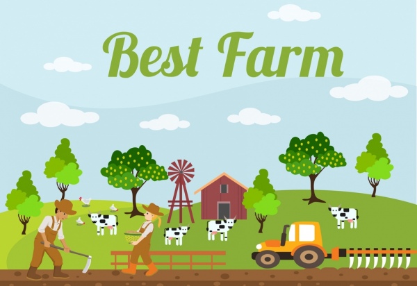 600x412 Farming Background Colorful Cartoon Design Free Vector In Adobe