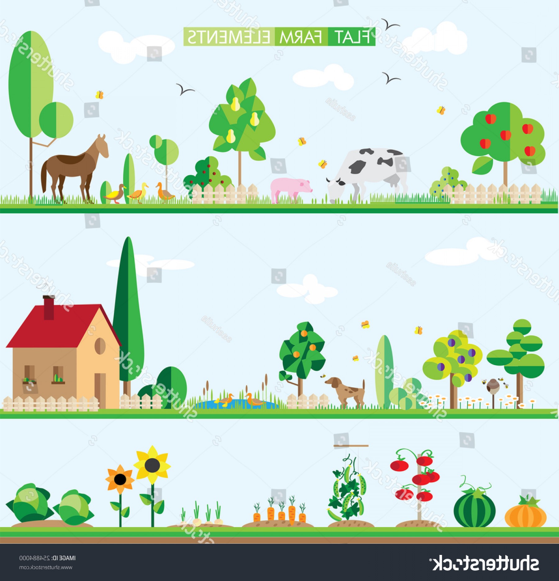 1800x1872 Flat Elements Farm Background Vector Soidergi