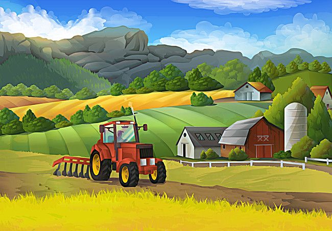 650x454 Hand Drawn Farm Farming Background Beautiful Blue Mountains Abc