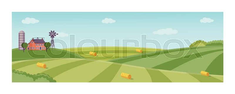 800x320 Rural Landscape With Farm Field With Stock Vector Colourbox