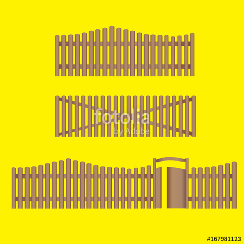 500x500 Set Of Wooden Farm Fence Vector With Flat And Solid Color Style
