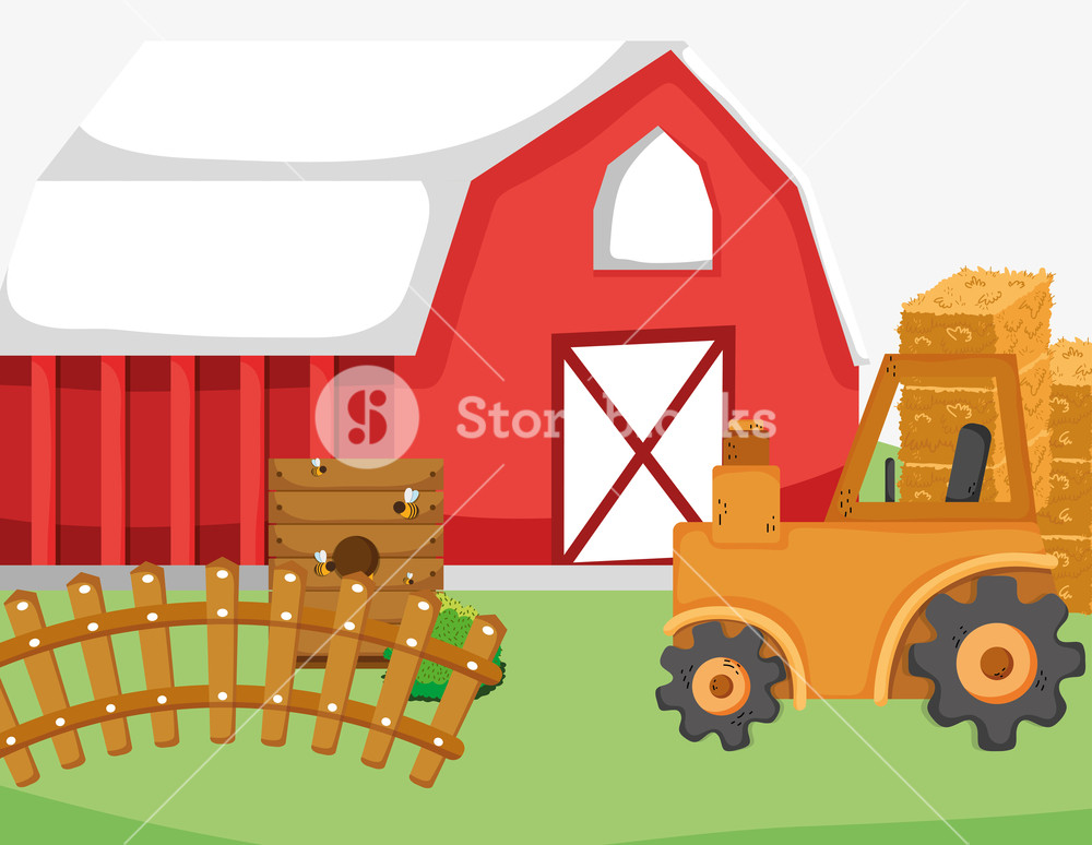 1000x774 Cute Farm House With Cartoon Scenery Vector Illustration Graphic