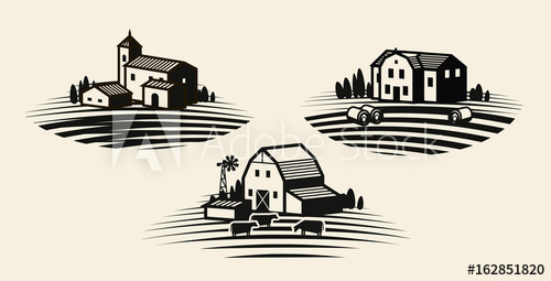 500x255 Farm, Farming Label Set Agriculture, Agribusiness, Farmhouse Icon