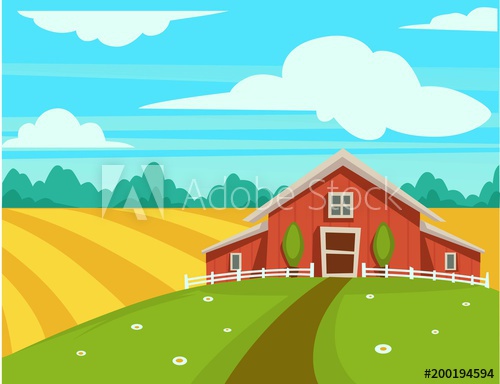 500x384 Farm House Or Farmer Household Agriculture Scenery Vector Cartoon