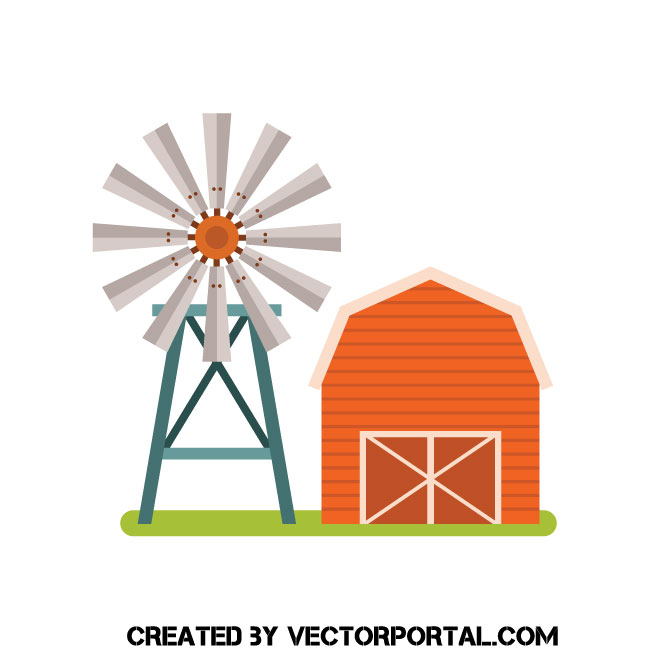 660x660 Windmil And Farmhouse Vector Image