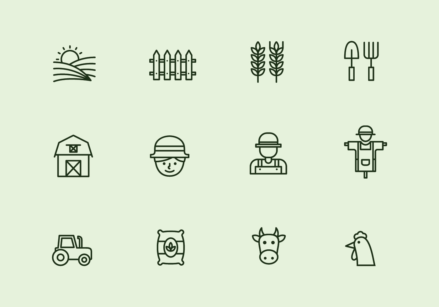 1400x980 Farm Icons Free Vector Art