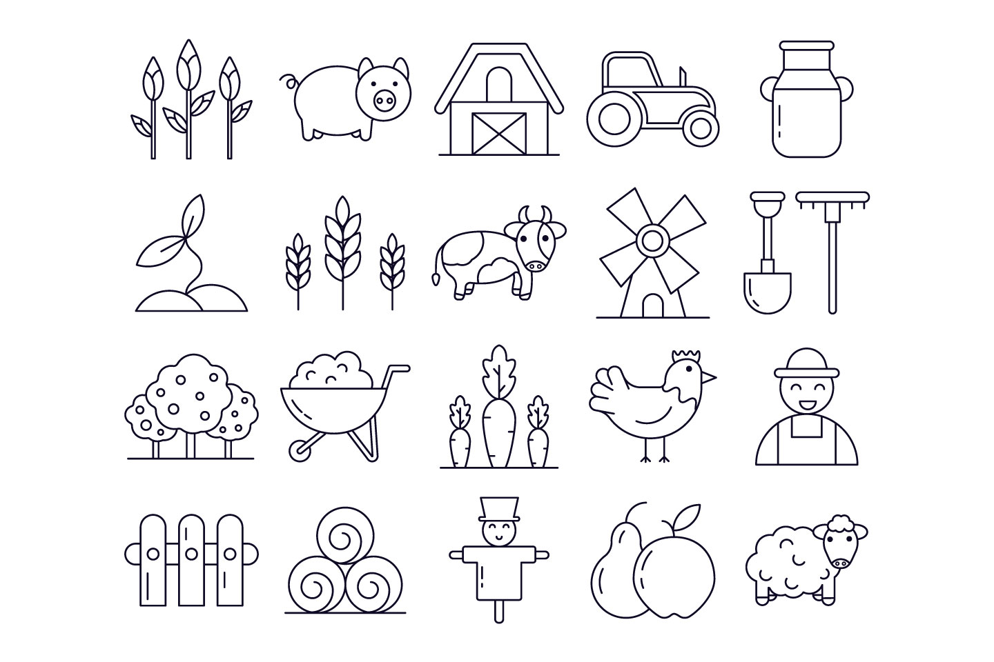 1440x960 Farm Vector Free Icon Set