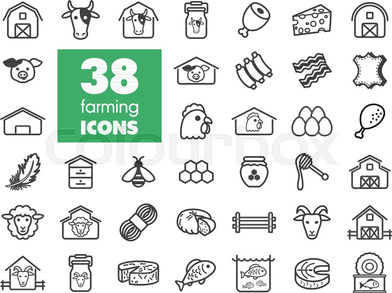 800x598 Farm Animal Icons Set Graph Symbol Stock Vector Colourbox