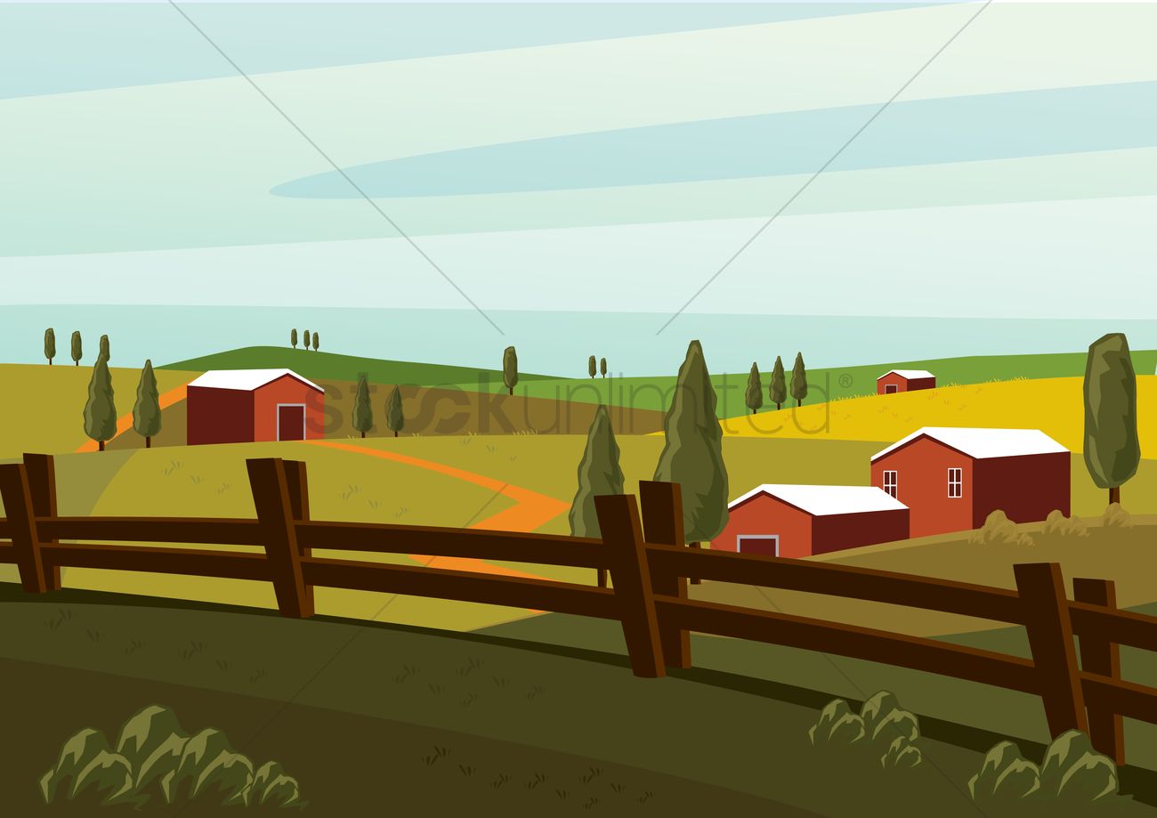 Farm Landscape Vector Image 1300x919 Farm Landscape Vector Image