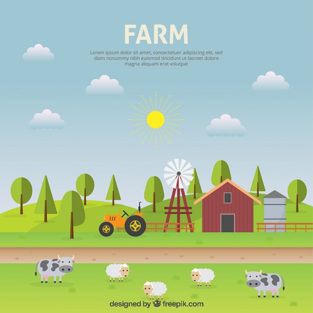 Farm Landscape Flat Design Vector Free Download 626x626 Farm Landscape Flat Design Vector Free Download