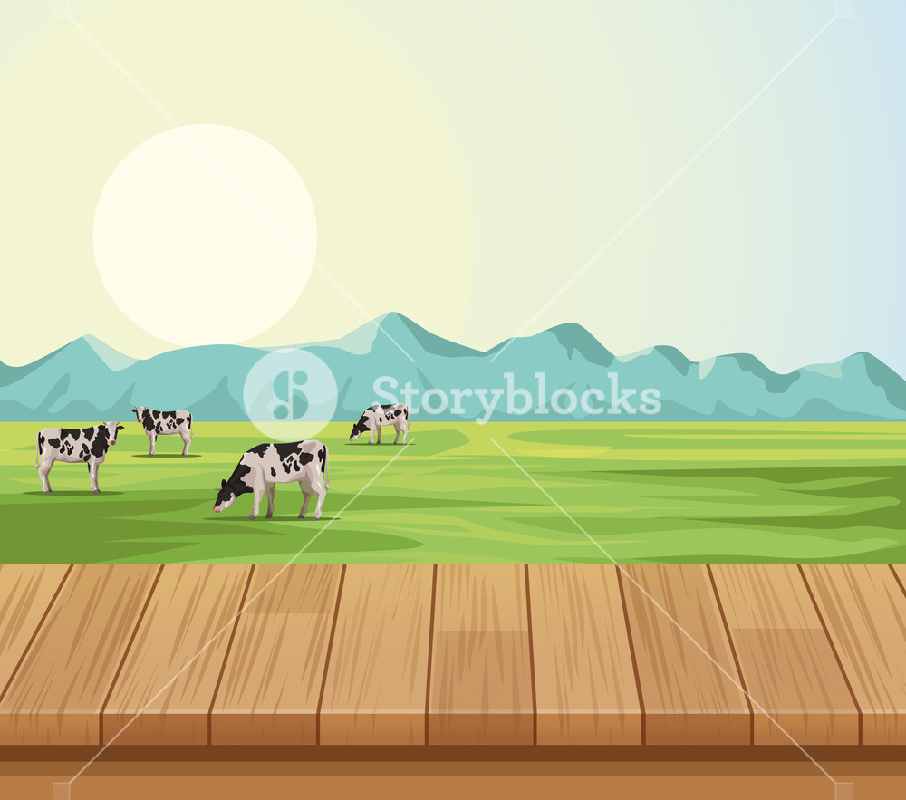 Farm Landscape Scenery With Cows Vector Illustration Graphic 1000x883 Farm Landscape Scenery With Cows Vector Illustration Graphic