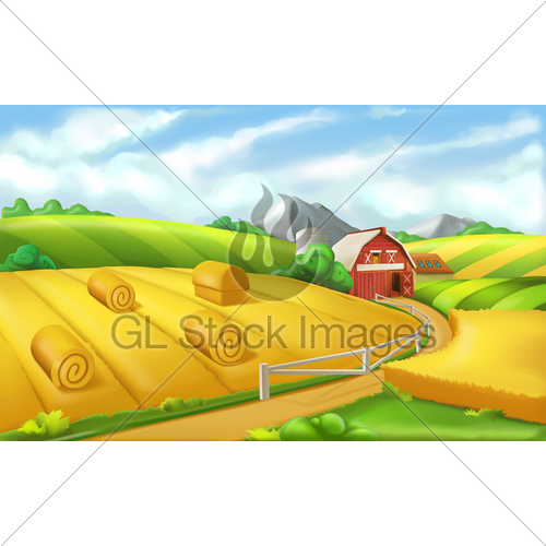 Farm Landscape Panorama, Vector Illustration Gl Stock Images 500x500 Farm Landscape Panorama, Vector Illustration Gl Stock Images