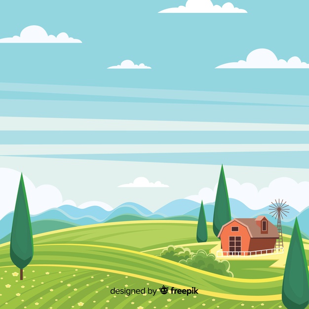 Flat Farm Landscape Background Vector Free Download 626x626 Flat Farm Landscape Background Vector Free Download