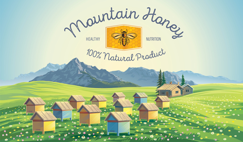 Honey With Farm Landscape Vector Free Download 500x292 Honey With Farm Landscape Vector Free Download