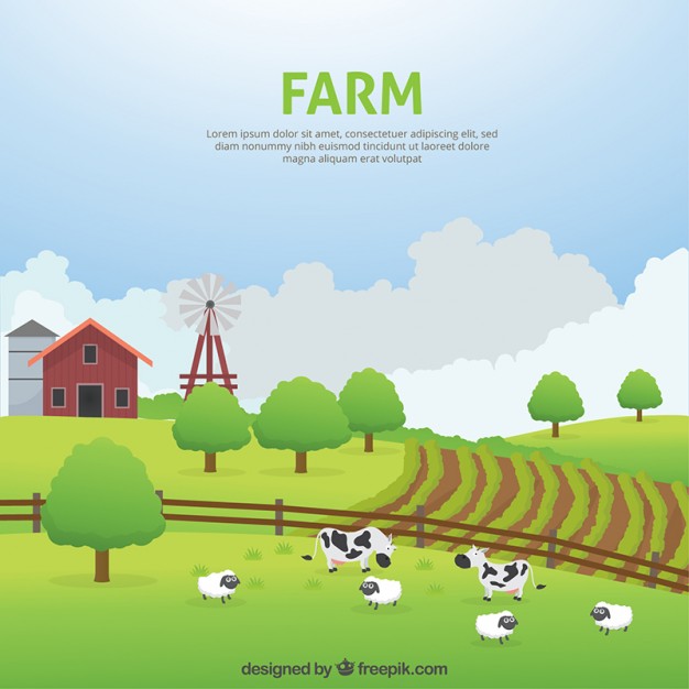 Beautiful Farm Landscape With Animals Vector Free Download 626x626 Beautiful Farm Landscape With Animals Vector Free Download