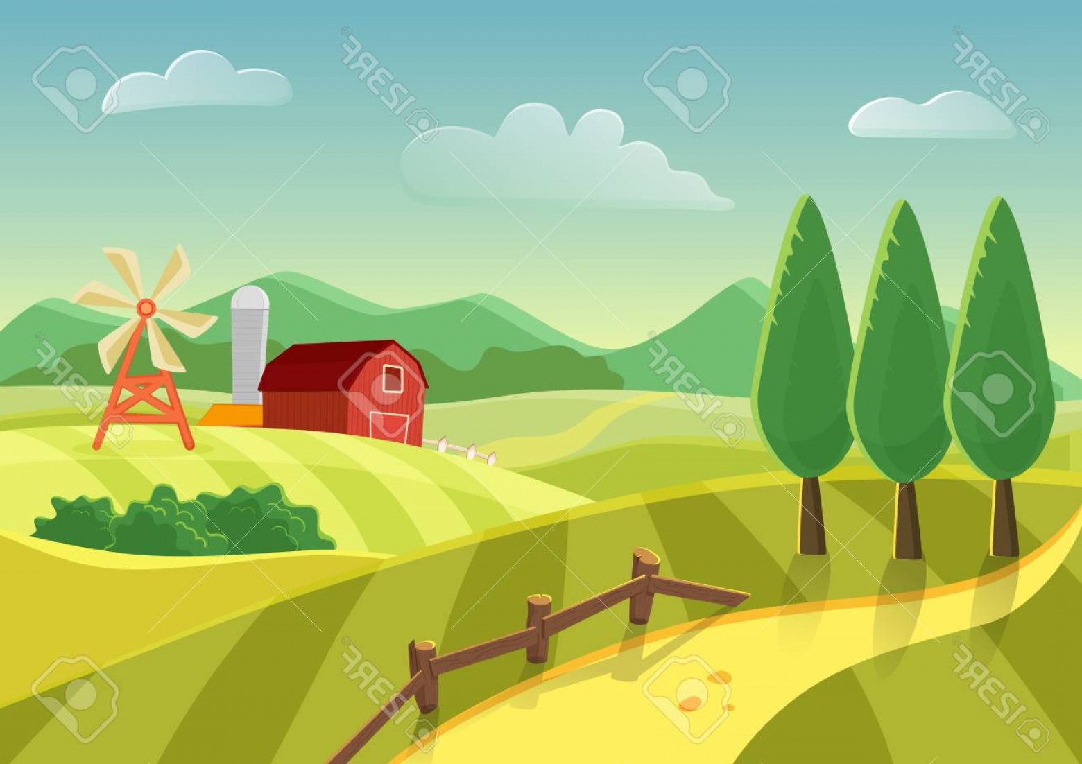 Photocartoon Vector Farm Landscape Field With Farmers Building 1560x1102 Photocartoon Vector Farm Landscape Field With Farmers Building