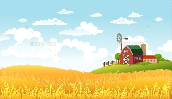 Vector Illustration Of Farm Landscape 590x342 Vector Illustration Of Farm Landscape