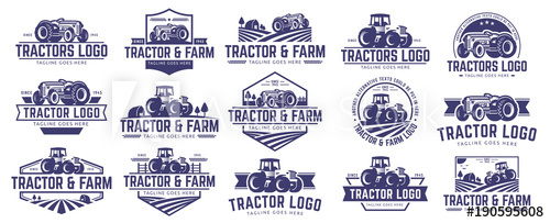 500x203 Collection Of Tractor And Farm Logo Template, Vector Set, Vector