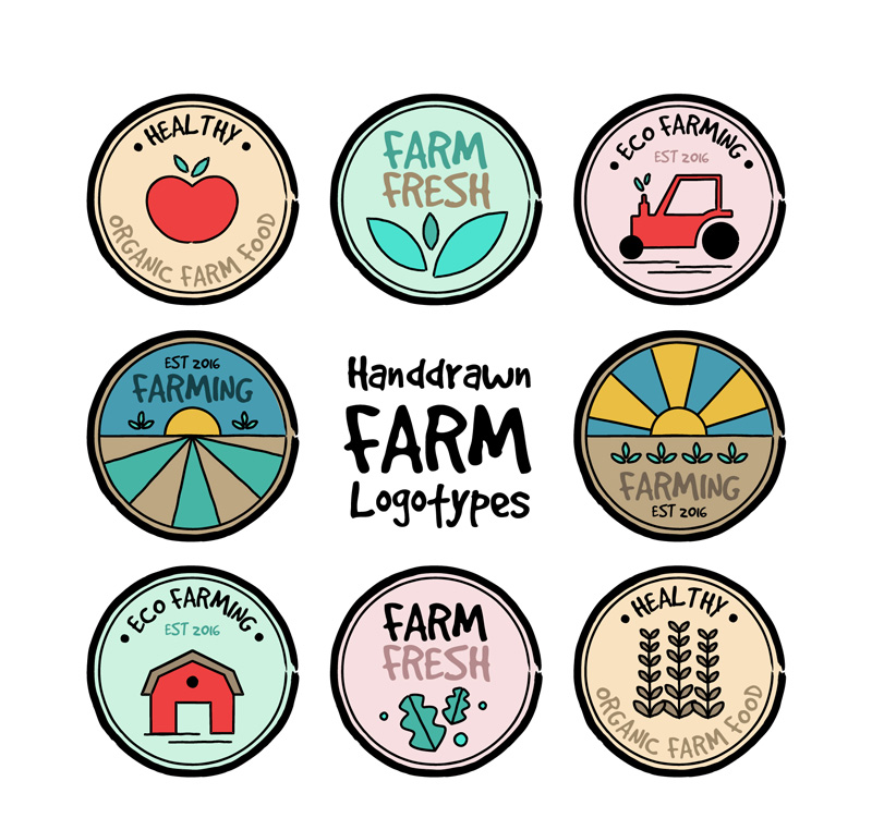 800x762 Hand Painted Farm Logo Vector