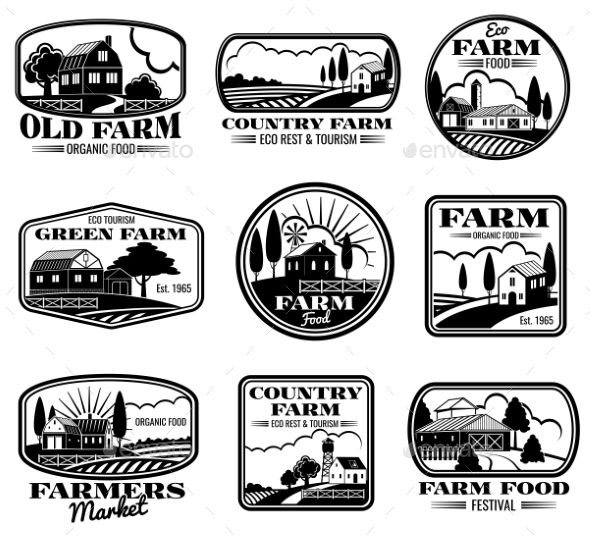 590x537 Vintage Farm Marketing Vector Logos And Labels Set Decor Ideas