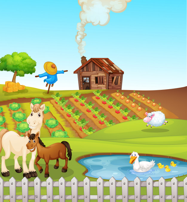 626x677 Animals On Farm Scene Vector Free Download