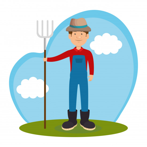 626x626 Farmer In The Farm Scene Vector Free Download
