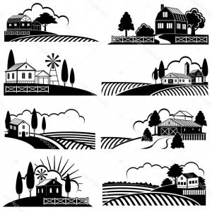 300x300 Vintage Countryside Landscape With Farm Scene Vector Handandbeak