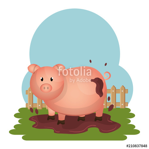 500x500 Pigs In The Farm Scene Stock Image And Royalty Free Vector