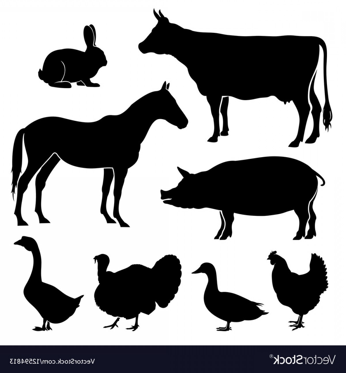 Farm Farmyard Animals Silhouettes Vector Handandbeak 1200x1296 Farm Farmyard Animals Silhouettes Vector Handandbeak