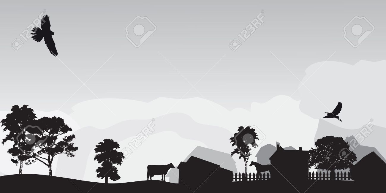 Farm Landscape Silhouette 1300x650 Farm Landscape Silhouette