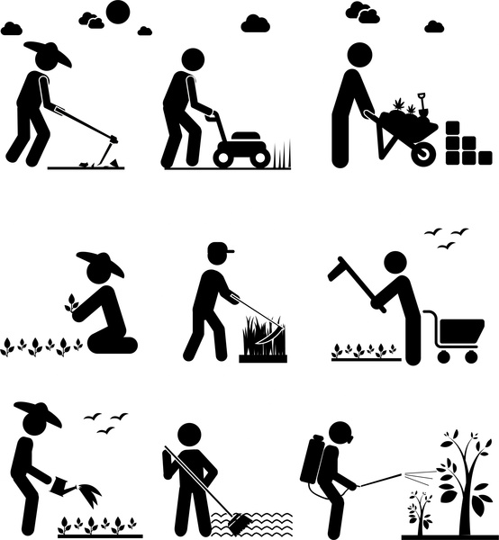 554x600 Farming Works Concept Isolation With Silhouette Style Free Vector