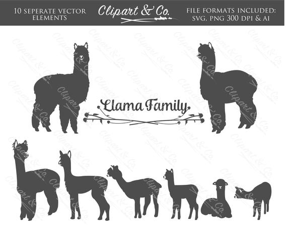 Llama Alpaca Clip Art Animal Silhouettes Clipart And Co Etsy 570x456 Llama Alpaca Clip Art Animal Silhouettes Clipart And Co Etsy