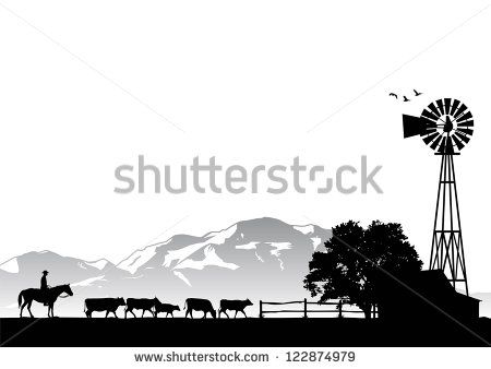 Silhouette Of A Man Riding Horse In Cow Farm, Vector Silhouette 450x338 Silhouette Of A Man Riding Horse In Cow Farm, Vector Silhouette