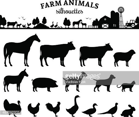 Vector Farm Animals Silhouettes Isolated On White Premium Clipart 451x381 Vector Farm Animals Silhouettes Isolated On White Premium Clipart