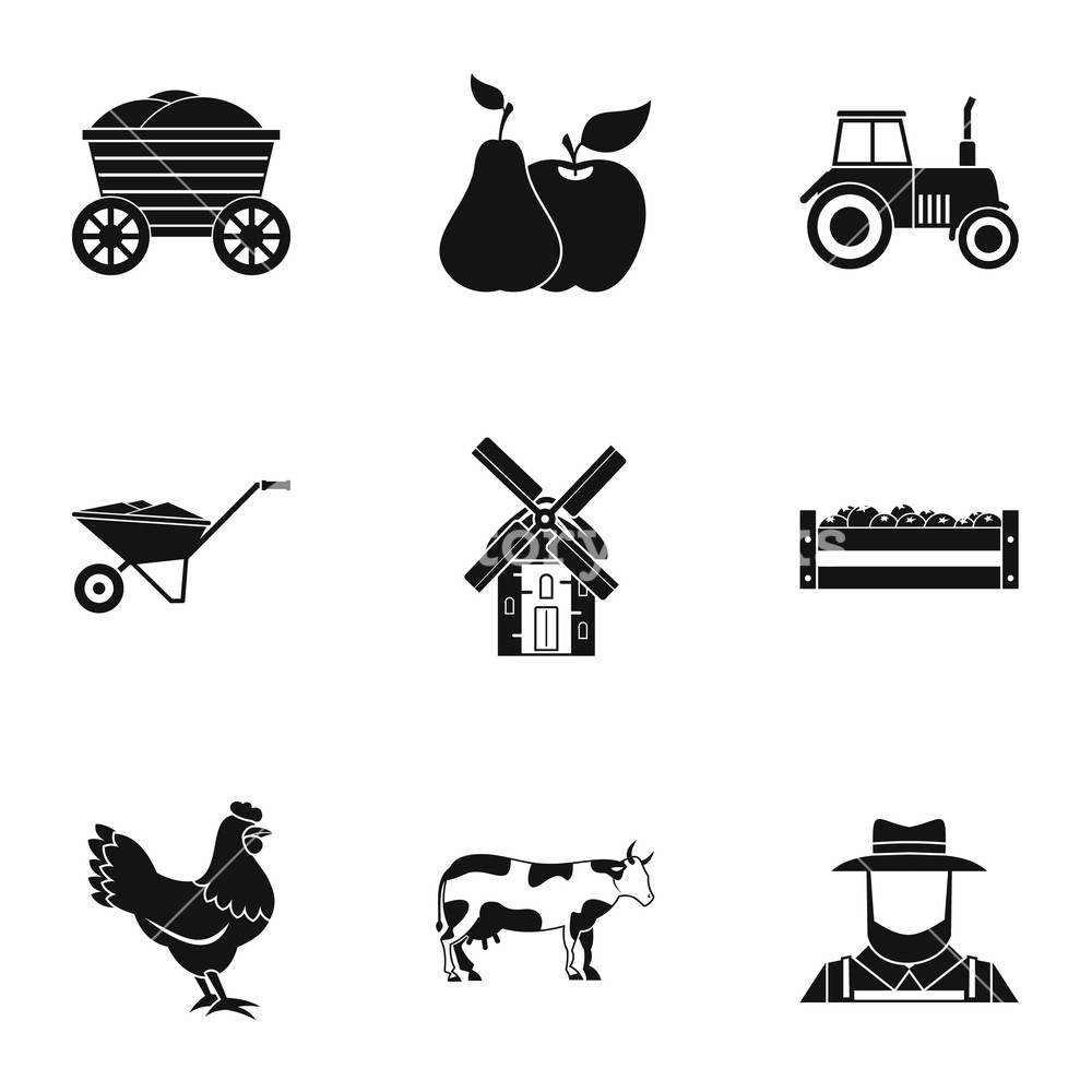 1000x1000 Farm Icons Set Simple Illustration Of Farm Vector Icons For Web