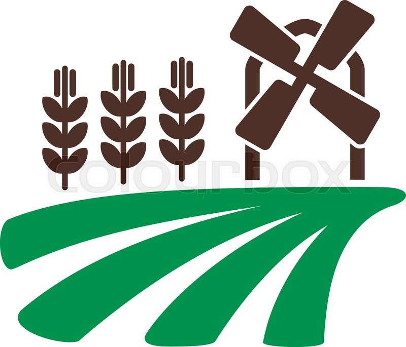 800x685 Field With A Mill And Wheat Icon Stock Vector Colourbox