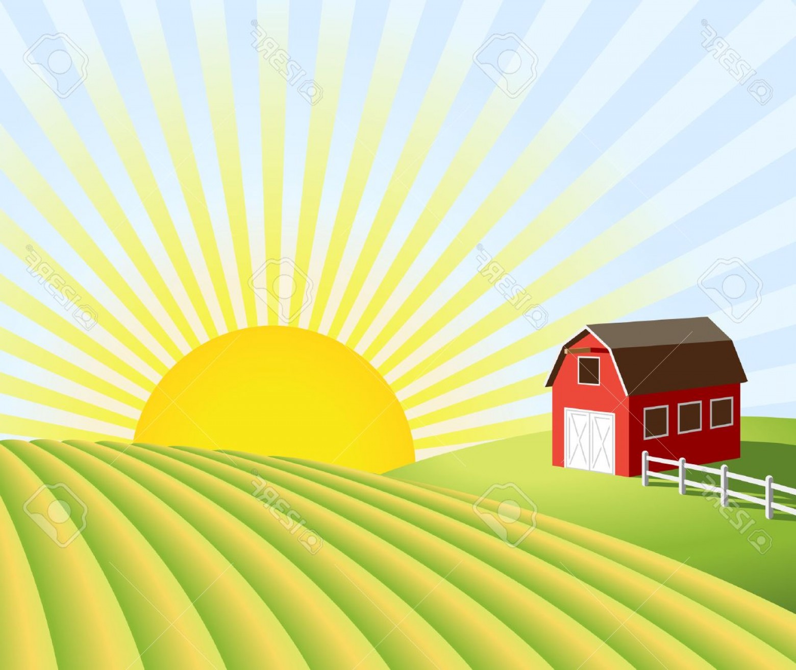 1560x1312 Sunrise Over Farm Vector Handandbeak