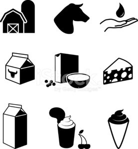 277x300 Dairy Farm And Products Black White Vector Icon Set Stock