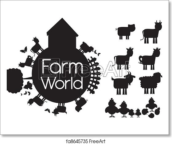560x470 Free Art Print Of Farm Vector Silhouettes Animals Farm Isolated