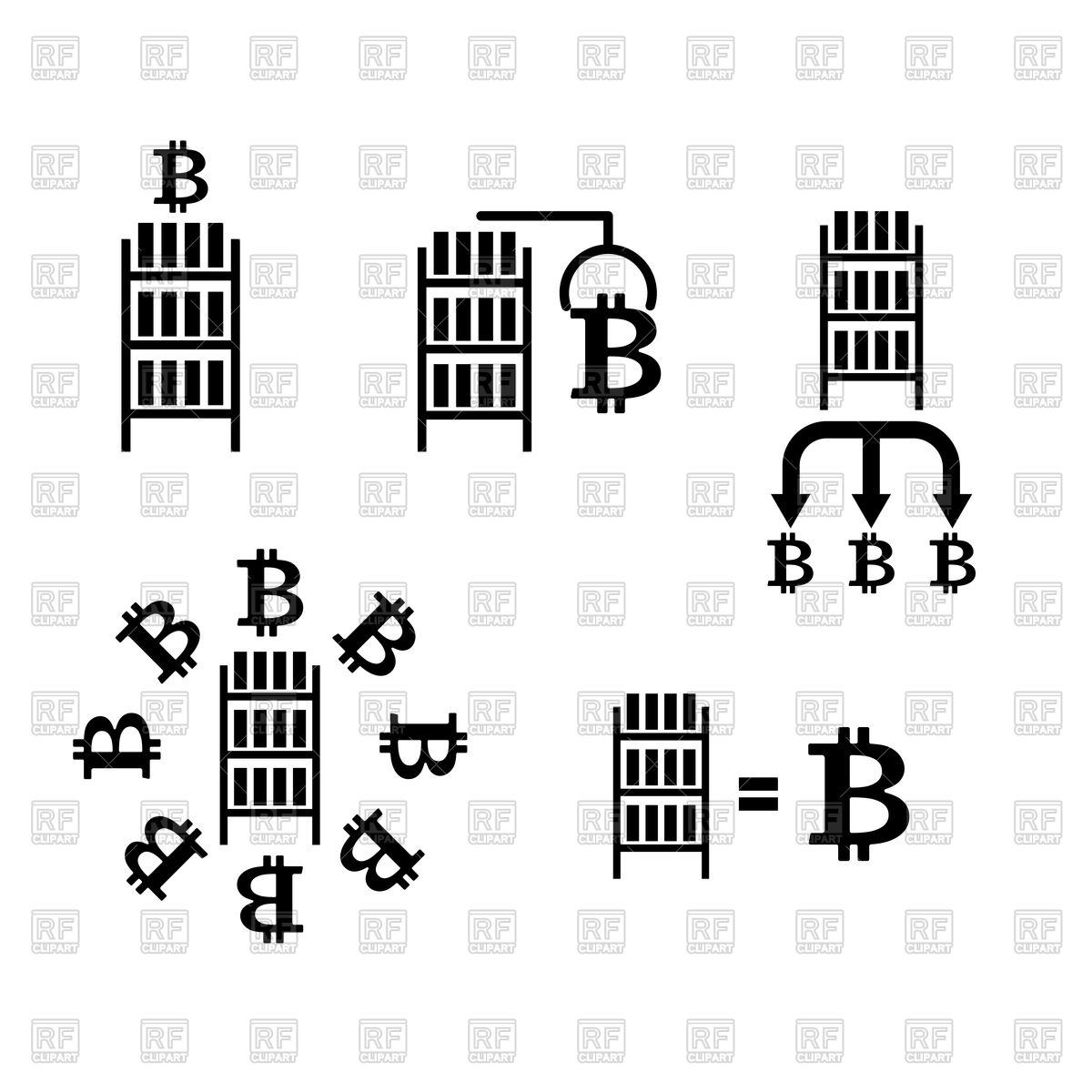 1200x1200 Set Of Bitcoin Cryptocurrency Extraction Icons