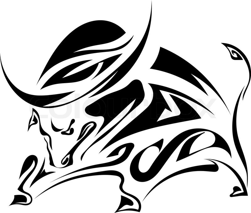 800x681 Single Black Silhouette Of A Horned, Stock Vector Colourbox