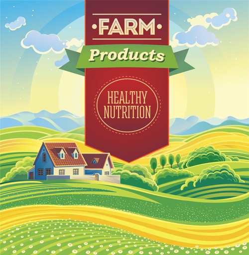 500x512 Beautiful Farm Scenery Vectors Material Free Download