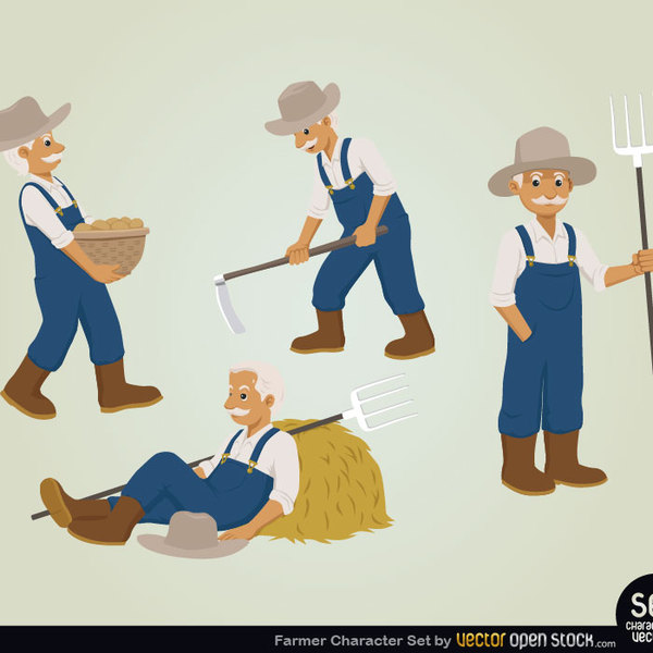 600x600 Free Vector Farmer Character Set Free Vectors Ui Download