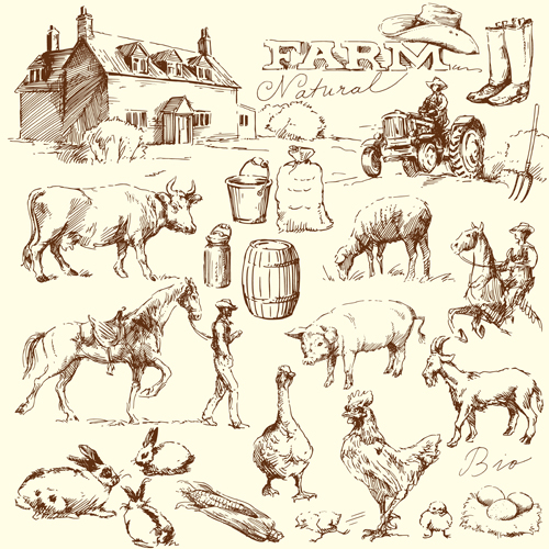 500x500 Hand Drawn Agriculture With Farm Vectors Free Download