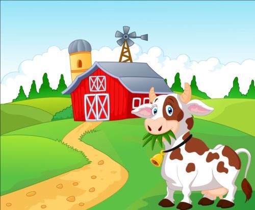 500x412 Cartoon Cow With Farm Vectors Tweeling Plaas Farm Vector