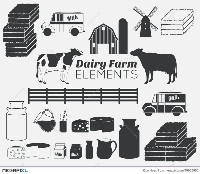 800x697 Dairy Farm Vector Elements,milk Icon Set Illustration